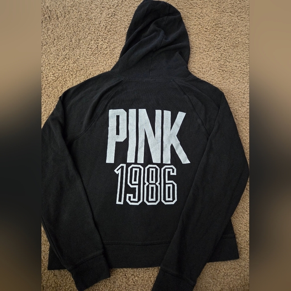 PINK Victoria's Secret Large Vintage Spellout Full Zip Hoodie - Picture 1 of 4